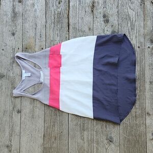 Pink, Gray, and White Colorblock Sheer Racerback Pocket Tank Size Small